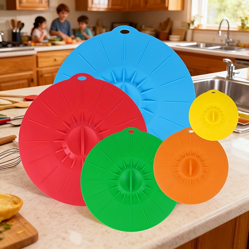 Silicone Suction Bowl - Conjunto de 5 Tampas de Silicone,