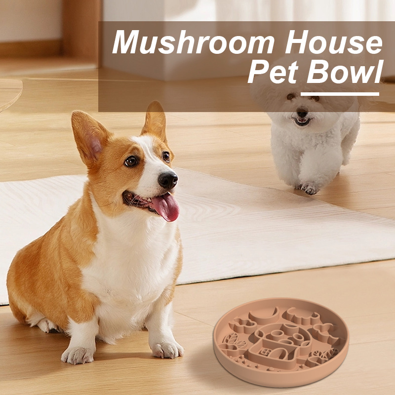Novo cogumelo cão tigela de co - Silicone Suction Bowl avaliação e preço