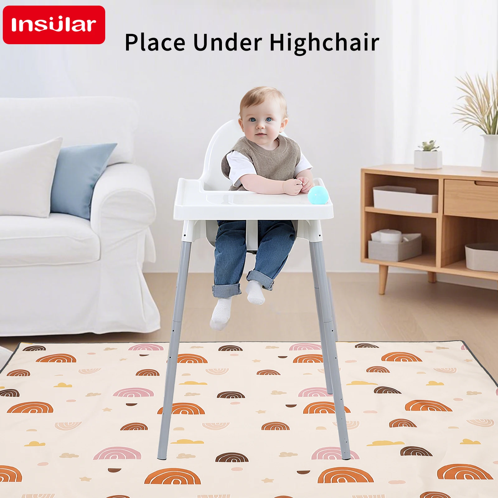 Crianças sob cadeira alta resp - Highchair Splash Mat avaliação e preço