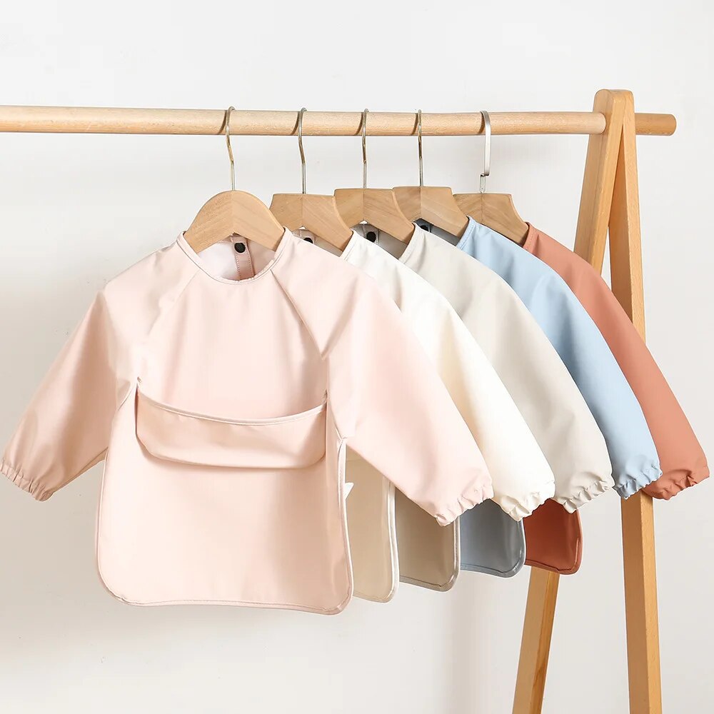 1pcs Cor Sólida Pintura Smock  - Baby Food Apron avaliação e preço