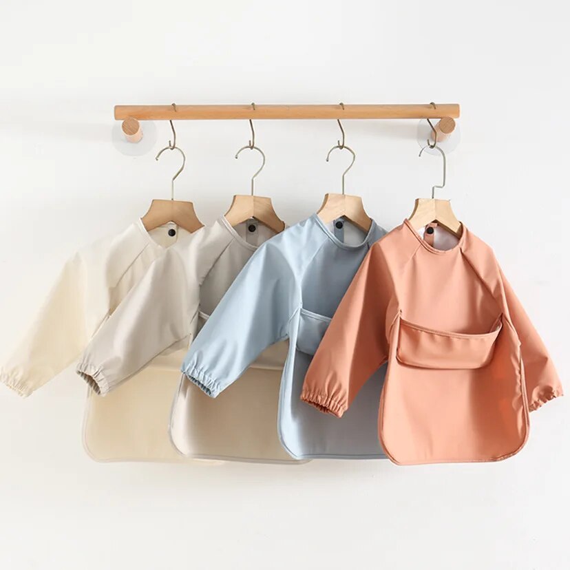 1pcs Cor Sólida Pintura Smock  - Baby Food Apron avaliação e preço