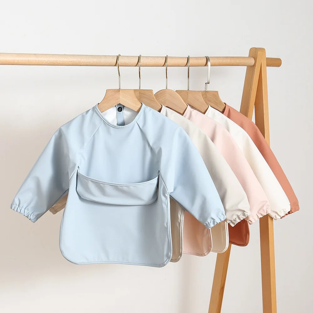 1pcs Cor Sólida Pintura Smock  - Baby Food Apron avaliação e preço