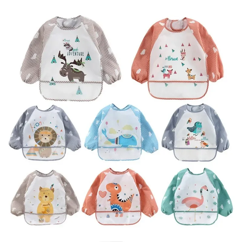 For1-3year bebê manga longa ca - Baby Food Apron avaliação e preço