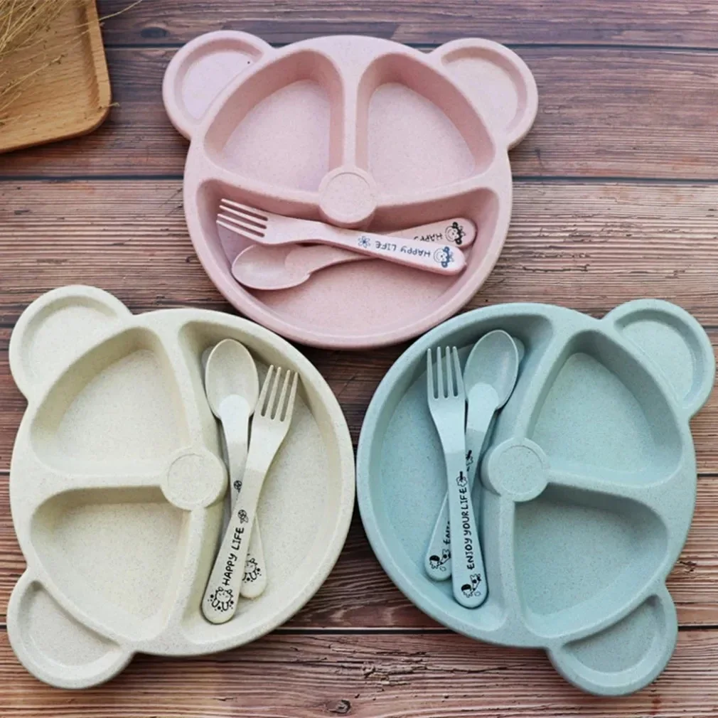 3 pçs/set trigo palha pratos d - Baby Food Menu avaliação e preço
