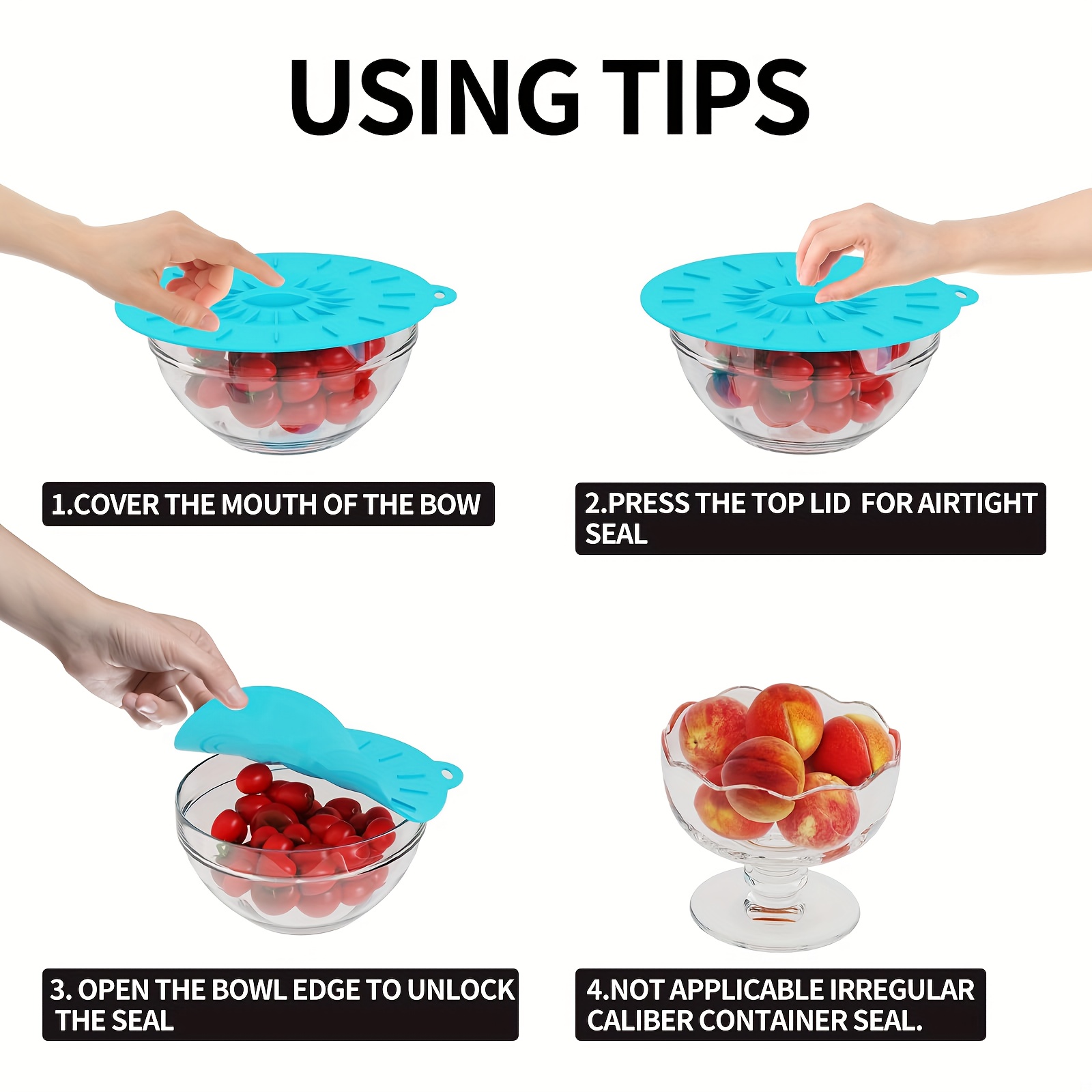 Conjunto de 5 Tampas de Silico - Silicone Suction Bowl avaliação e preço